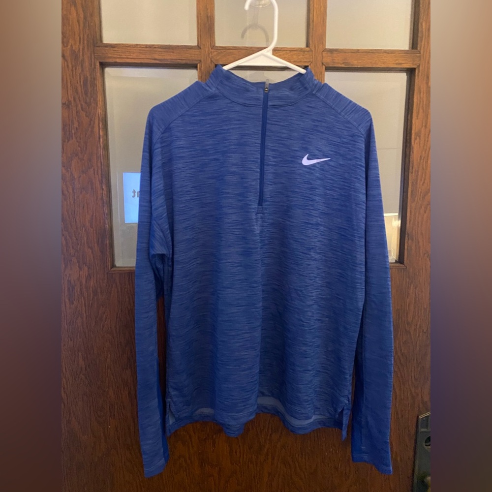 Nike Men's Blue Dri-Fit half zip pullover